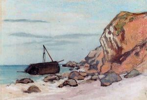 Saint Adresse Beached Sailboat by Claude Oscar Monet
