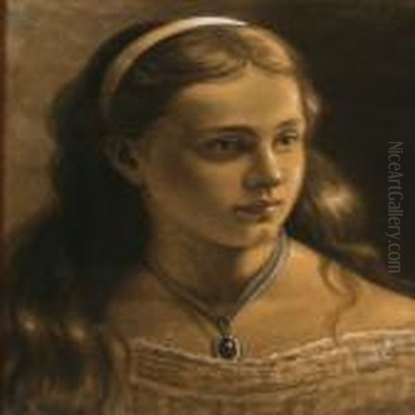 Portrait Of A Girl With Hair Band And Flowing Hair - view 1