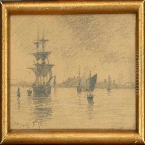 Ships Off Goteborg, Scenery From Riva And A Norwegian Landscape - view 1