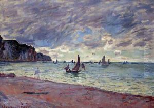 Fishing Boats By The Beach And The Cliffs Of Pourville