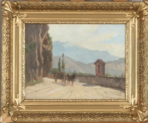 "vej Ved Riva I Tyrol". Signed Aug. Fischer, 1895. Riva - view 1