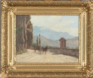 "vej Ved Riva I Tyrol". Signed Aug. Fischer, 1895. Riva by August Fischer