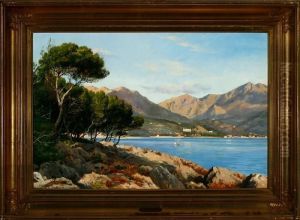 Summer Coastal Scenery From Menton In Southern France by August Fischer