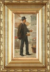 An Italien Gentleman At The Market by August Fischer