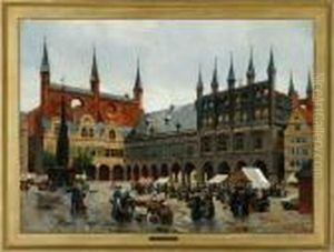 The Square In Lubeck by August Fischer