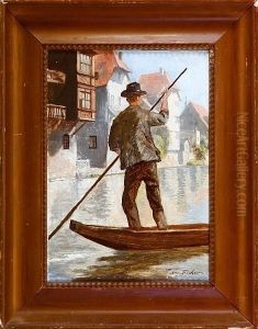 A Canal Scenery From Nurnberg by August Fischer