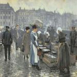 Fiskerkonerne Pa Gammelstrand by Paul-Gustave Fischer