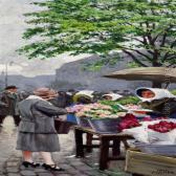 Flower Sellers In H jbro Plads In Copenhagen, In Thebackground Christiansborg - view 1
