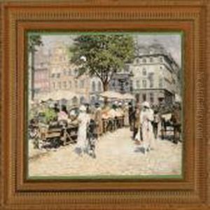 Four Porcelain Plques With Printed Decorations by Paul-Gustave Fischer