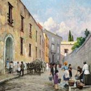 Locals In The Streets Of Naples by Paul-Gustave Fischer