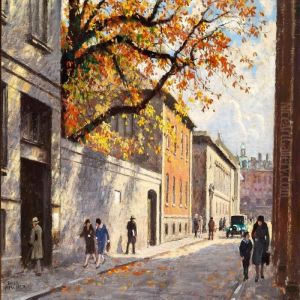 Autumn Day In Fiolstraede In Copenhagen by Paul-Gustave Fischer