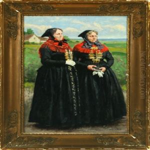 Two Women In Amager Costumes From Tarnby Parish