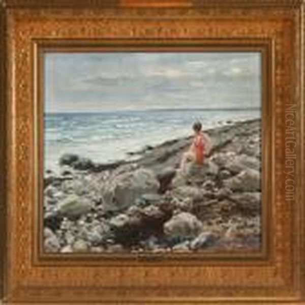 Coastal Scenery With A Woman In A Red Swimsuit - view 1