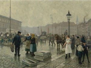 The Fish Market At Gammelstrand, Copenhagen by Paul-Gustave Fischer