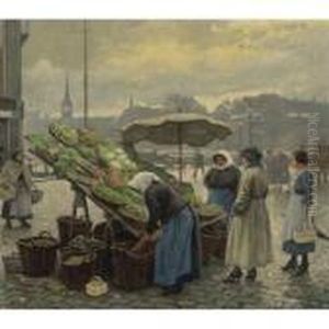 At The Vegetable Market by Paul-Gustave Fischer