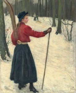 Skiers In A Snowy Wood