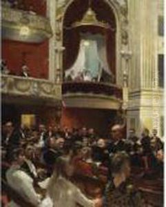 An Evening At The Royal Theatre, Copenhagen by Paul-Gustave Fischer