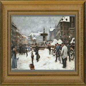 Three Porcelain Plaques Printed In Colours With Scenes From Copenhagen