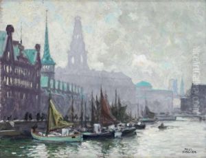 Kajmotiv Med Christiansborgs Slott, Kopenhamn. by Paul-Gustave Fischer