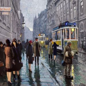 Street Life And Tramcars On Bredgade In Copenhagen by Paul-Gustave Fischer