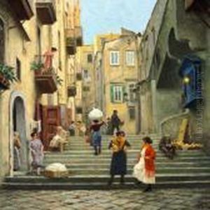 Street Life In Neaples by Paul-Gustave Fischer
