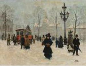 A Winter Stroll In Kongens Nytorv, Copenhagen by Paul-Gustave Fischer