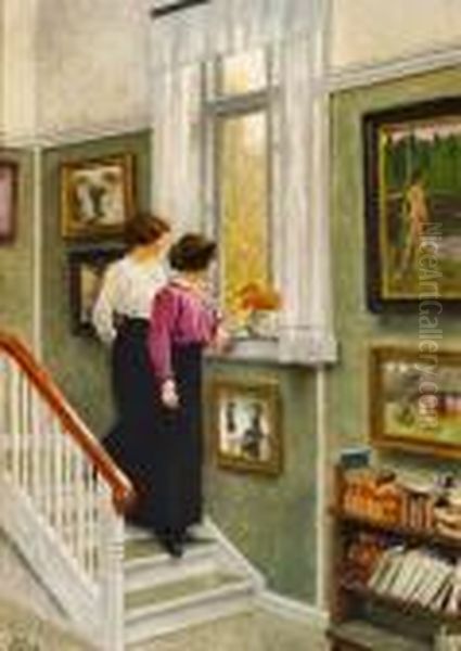 The Artist's Wife And Daughter In The Hall Of Their Villa On Sofievej, Hellerup - view 1