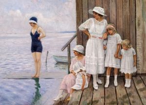 Young Girls At The Seaside by Paul-Gustave Fischer