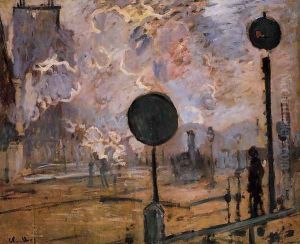 Exterior Of Saint Lazare Station Aka The Signal by Claude Oscar Monet