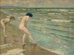 Two Bathers Along The Shore by Paul-Gustave Fischer