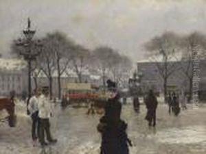A Winter's Day On Kongens Nytorv, Copenhagen by Paul-Gustave Fischer