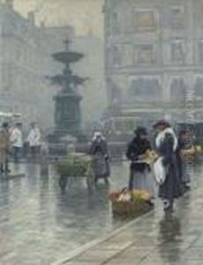 The Storkespringvandet In Amagertorv, Copenhagen by Paul-Gustave Fischer