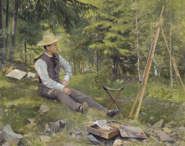 The Artist At His Easel - view 1