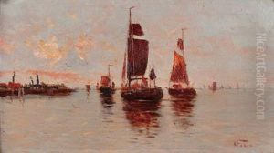 Fischerboote Beiabendstimmung by Georg Fischof