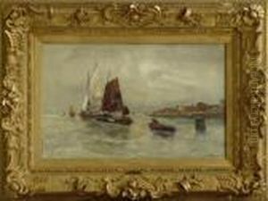 Segler Vor Kuste. by Georg Fischof