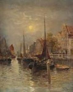Hollandische Kustenstadt Mit Fischerbooten.