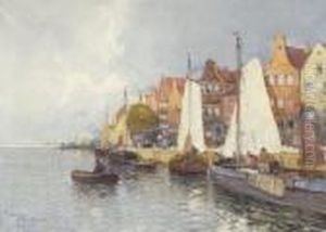 Hollandische
Hafenansicht. by Georg Fischof
