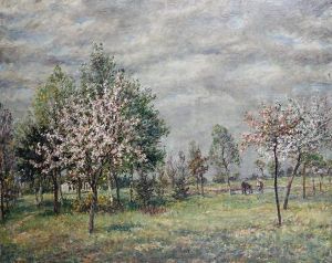 Cattle Watering By Cherry Trees