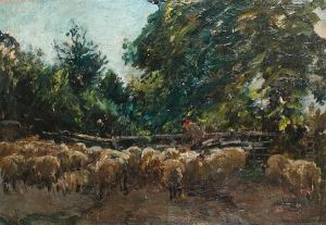 A Shepherd And His Flock by William Mark Fisher
