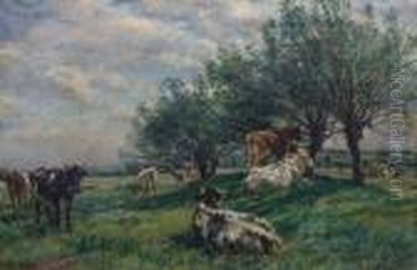 Cattle Resting, Harvesters Beyond - view 1