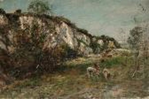 Cattle Grazing In An Old Quarry - view 1