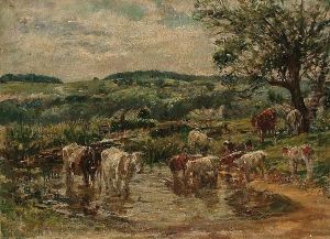 Cattle Watering, An Extensive Landscape Beyond