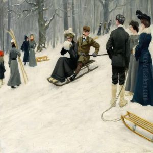 Snow Sled Ride Insondermarken by Paul-Gustave Fischer