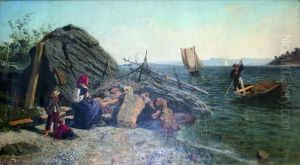 Scene On The Shores Of A Scandinavian Lake by Paul-Gustave Fischer