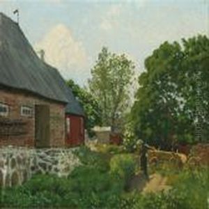 Summer Landscape With Awoman In The Kitchen Garden by Paul-Gustave Fischer