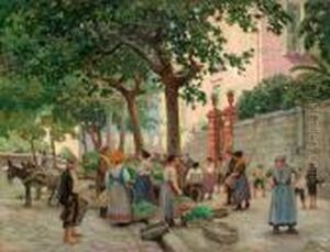 Gronsaksmarknad I Vomero, Napoli by Paul-Gustave Fischer