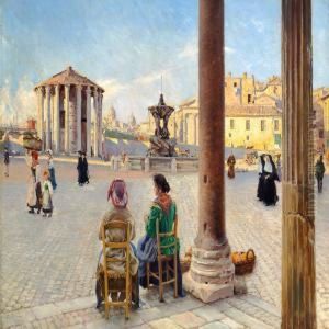 At The Vesta Temple In Rome by Paul-Gustave Fischer