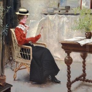Interior With A Younggirl Reading by Paul-Gustave Fischer