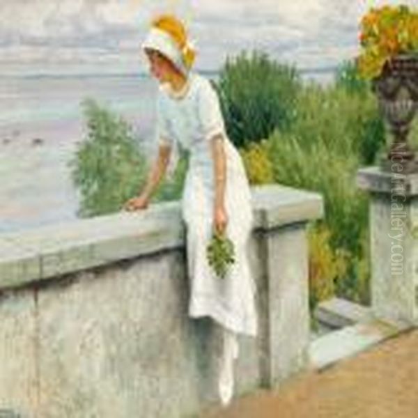 Young Woman In A White Dress By The Seaside - view 1