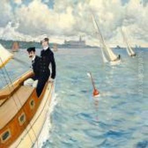 Regatta In The Sound, On The Port Side Kronborg by Paul-Gustave Fischer